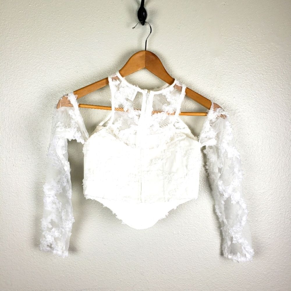 Women's SABO Corset Floral White Sheer Lace Women's Top Size XS - Picture 2 of 10